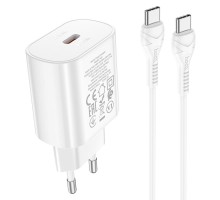 Мережевий зарядний пристрій HOCO N22 Jetta PD25W charger set(Type-C to Type-C)(EU) White (6931474760081)