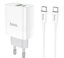 Мережевий зарядний пристрій HOCO C80A Rapido PD20W+QC3.0 charger set (Type-C TO Type-C)(EU) White (6931474740533)