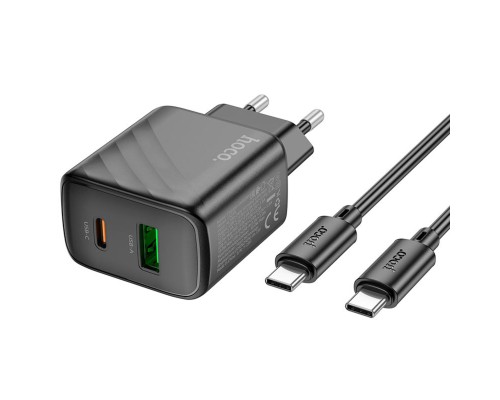 Мережевий зарядний пристрій HOCO CS23A Sunlight dual-port PD30W+QC3.0 charger set(Type-C to Type-C)(EU) Black (6942007609968) Мережевий зарядний пристрій HOCO CS23A Sunlight dual-port PD30W+QC3.0 charger set(Type-C to Type-C)(EU) Black (6942007609968)