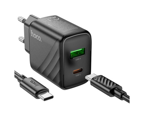 Мережевий зарядний пристрій HOCO CS23A Sunlight dual-port PD30W+QC3.0 charger set(Type-C to Type-C)(EU) Black (6942007609968) Мережевий зарядний пристрій HOCO CS23A Sunlight dual-port PD30W+QC3.0 charger set(Type-C to Type-C)(EU) Black (6942007609968)