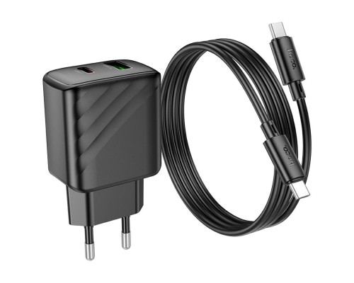 Мережевий зарядний пристрій HOCO CS23A Sunlight dual-port PD30W+QC3.0 charger set(Type-C to Type-C)(EU) Black (6942007609968) Мережевий зарядний пристрій HOCO CS23A Sunlight dual-port PD30W+QC3.0 charger set(Type-C to Type-C)(EU) Black (6942007609968)