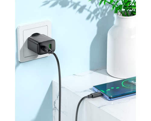 Мережевий зарядний пристрій HOCO CS23A Sunlight dual-port PD30W+QC3.0 charger set(Type-C to Type-C)(EU) Black (6942007609968) Мережевий зарядний пристрій HOCO CS23A Sunlight dual-port PD30W+QC3.0 charger set(Type-C to Type-C)(EU) Black (6942007609968)