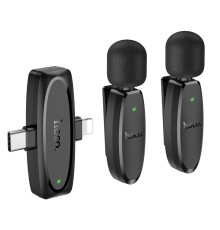 Бездротова мікрофонна система HOCO L15 Dual-mic clip-on wireless digital microphone (iP/Type-C) Black (6942007638623)