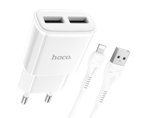 Мережевий зарядний пристрій HOCO C88A Star round dual port charger set (iP) 12W White (6931474749512) Мережевий зарядний пристрій HOCO C88A Star round dual port charger set (iP) 12W White (6931474749512)