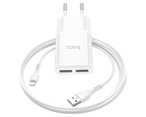 Мережевий зарядний пристрій HOCO C88A Star round dual port charger set (iP) 12W White (6931474749512) Мережевий зарядний пристрій HOCO C88A Star round dual port charger set (iP) 12W White (6931474749512)