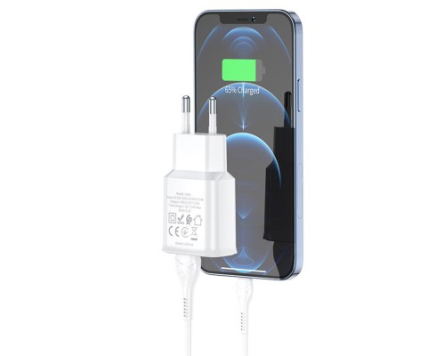 Мережевий зарядний пристрій HOCO C88A Star round dual port charger set (iP) 12W White (6931474749512) Мережевий зарядний пристрій HOCO C88A Star round dual port charger set (iP) 12W White (6931474749512)