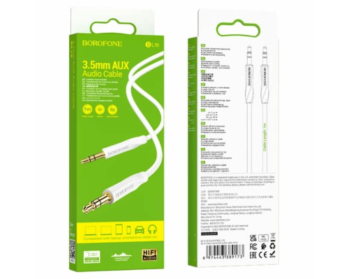 Аудіокабель BOROFONE BL16 Clear sound AUX audio cable White (6974443389173)
