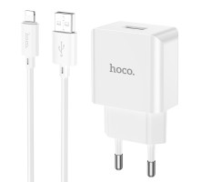 Мережевий зарядний пристрій HOCO C106A Leisure single port charger set(iP) 10.5W White (6931474783899)