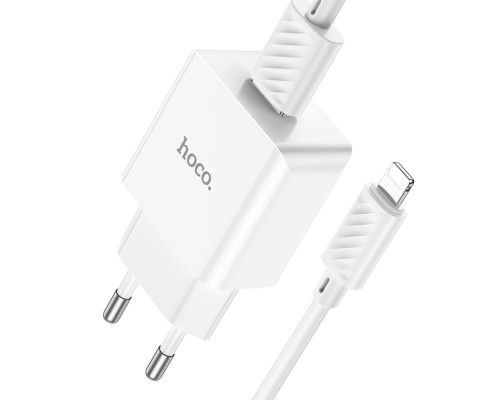 Мережевий зарядний пристрій HOCO C106A Leisure single port charger set(iP) 10.5W White (6931474783899)