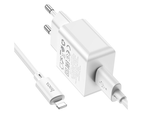 Мережевий зарядний пристрій HOCO C106A Leisure single port charger set(iP) 10.5W White (6931474783899)
