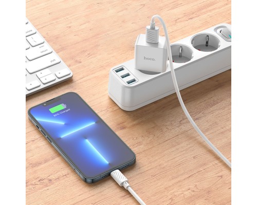 Мережевий зарядний пристрій HOCO C106A Leisure single port charger set(iP) 10.5W White (6931474783899)