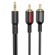 Аудіокабель BOROFONE BL11 3.5mm to double RCA audio cable Black (6974443382204)