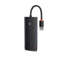 USB-хаб Baseus Lite Series 4-Port USB-A HUB Adapter (USB-A to USB 3.0*4) 25cm Black (WKQX030001)