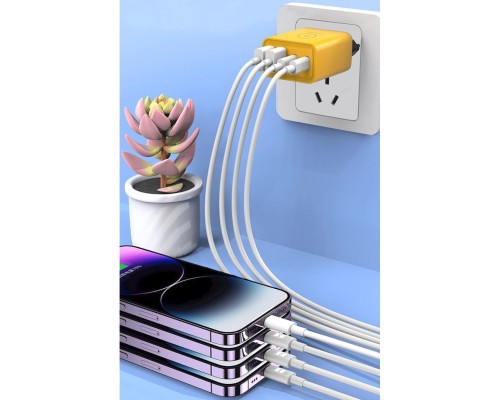 Мережевий зарядний пристрій WUW-C212 48W Charger 2 USB C +  2 USB C yellow (C212)