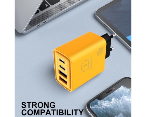 Мережевий зарядний пристрій WUW-C212 48W Charger 2 USB C +  2 USB C yellow (C212)