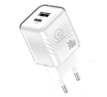 Мережевий зарядний пристрій WUW-C228 30W Gan Charger USB C + USB A white (C228)