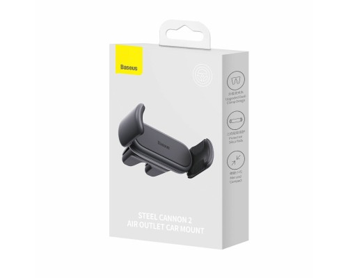 Автотримач для телефона Baseus Steel Cannon 2 Air Outlet Car Mount Black (SUGP000001) Автотримач для телефона Baseus Steel Cannon 2 Air Outlet Car Mount Black (SUGP000001)