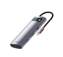 USB-хаб Baseus Metal Gleam Series 7-Port  HUB Space Grey （Type-C to HDMI4K@60Hz*1+USB3.0*3+PD*1+SD/TF*1) (B00030708811-00)