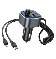 АЗП з FM-модулятором HOCO E74 Energy QC3.0 2-in-1 car BT FM transmitter with cable 18W Metal Gray (6931474789099)