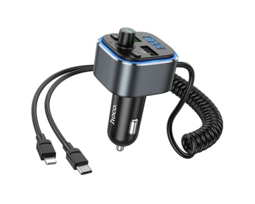 АЗП з FM-модулятором HOCO E74 Energy QC3.0 2-in-1 car BT FM transmitter with cable 18W Metal Gray (6931474789099) АЗП з FM-модулятором HOCO E74 Energy QC3.0 2-in-1 car BT FM transmitter with cable 18W Metal Gray (6931474789099)