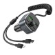 АЗП з FM-модулятором HOCO E74 Energy QC3.0 2-in-1 car BT FM transmitter with cable 18W Metal Gray (6931474789099)