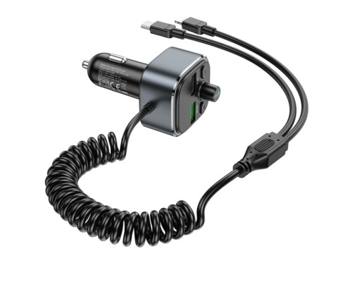 АЗП з FM-модулятором HOCO E74 Energy QC3.0 2-in-1 car BT FM transmitter with cable 18W Metal Gray (6931474789099) АЗП з FM-модулятором HOCO E74 Energy QC3.0 2-in-1 car BT FM transmitter with cable 18W Metal Gray (6931474789099)