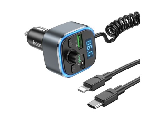 АЗП з FM-модулятором HOCO E74 Energy QC3.0 2-in-1 car BT FM transmitter with cable 18W Metal Gray (6931474789099) АЗП з FM-модулятором HOCO E74 Energy QC3.0 2-in-1 car BT FM transmitter with cable 18W Metal Gray (6931474789099)