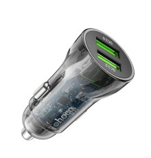 Автомобільний зарядний пристрій HOCO Z47 Transparent Discovery Edition dual port QC3.0 18W Transparent Black (6931474782212)