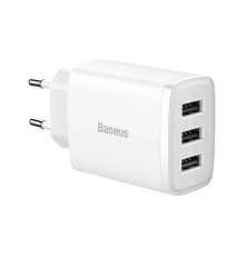 Мережевий зарядний пристрій Baseus Compact  Charger 3U 17W EU White (CCXJ020102)