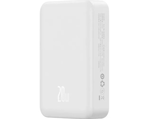 Зовнішній акумулятор Baseus Magnetic Mini Wireless Fast Charge Power Bank 10000mAh 20W White (PPCX070002) Зовнішній акумулятор Baseus Magnetic Mini Wireless Fast Charge Power Bank 10000mAh 20W White (PPCX070002)