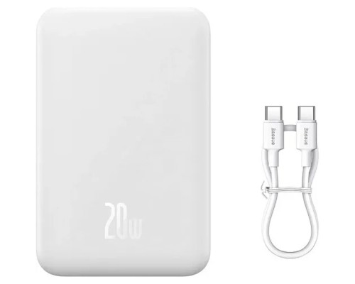 Зовнішній акумулятор Baseus Magnetic Mini Wireless Fast Charge Power Bank 10000mAh 20W White (PPCX070002) Зовнішній акумулятор Baseus Magnetic Mini Wireless Fast Charge Power Bank 10000mAh 20W White (PPCX070002)