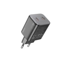 Мережевий зарядний пристрій HOCO N42 Elogiado dual-port PD45W(2C) charger Black (6942007617086)