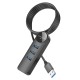 USB-Hub Borofone DH6 Erudite 4-in-1 Gigabit Ethernet Adapter(USB to USB3.0*3+RJ45)(L=1.2M) Black (6941991104305)