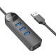 USB-Hub Borofone DH6 Erudite 4-in-1 Gigabit Ethernet Adapter(USB to USB3.0*3+RJ45)(L=1.2M) Black (6941991104305)