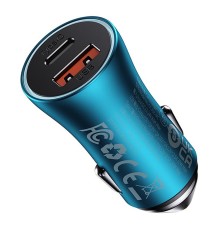 Автомобільний зарядний пристрій Baseus Golden Contactor Max Dual Fast Charger Car Charger U+C 60W Blue (CGJM000103)