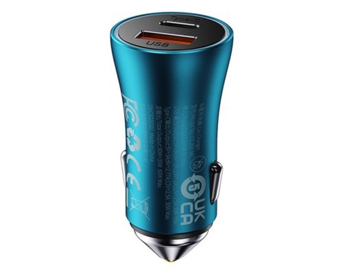 Автомобільний зарядний пристрій Baseus Golden Contactor Max Dual Fast Charger Car Charger U+C 60W Blue (CGJM000103) Автомобільний зарядний пристрій Baseus Golden Contactor Max Dual Fast Charger Car Charger U+C 60W Blue (CGJM000103)