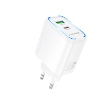Мережевий зарядний пристрій BOROFONE BA89A Destello PD30W+QC3.0 charger (EU) White (6941991119361)