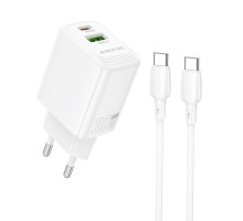 Мережевий зарядний пристрій BOROFONE BN29 Fuente PD30W+QC3.0 charger set (C to C) (EU) White (6941991120343)