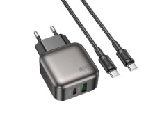 Мережевий зарядний пристрій BOROFONE BAS54A Absolute PD20W+QC3.0 charger set (C to C) (EU) Black (6941991116223)