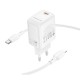 Мережевий зарядний пристрій з кабелем BOROFONE BN28 Fuente single port PD30W charger set (C to iP) (EU) White (6941991120305)