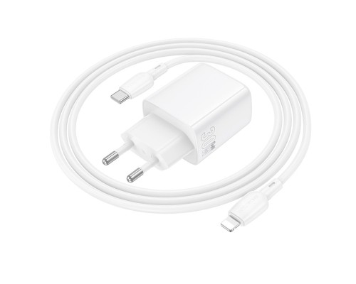 Мережевий зарядний пристрій з кабелем BOROFONE BN28 Fuente single port PD30W charger set (C to iP) (EU) White (6941991120305) Мережевий зарядний пристрій з кабелем BOROFONE BN28 Fuente single port PD30W charger set (C to iP) (EU) White (6941991120305)