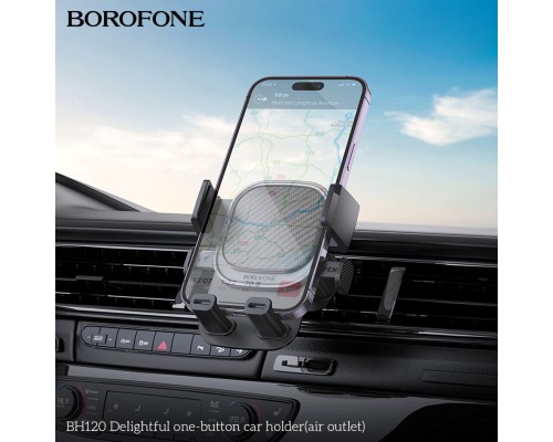Автотримач для телефона BOROFONE BH120 Delightful one-button car holder (air outlet) Black Gray (6941991114786) Автотримач для телефона BOROFONE BH120 Delightful one-button car holder (air outlet) Black Gray (6941991114786)