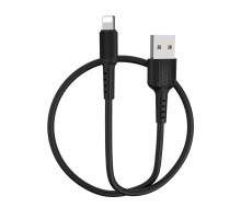 Кабель BOROFONE BX16 USB to iP 2A, 1m, PVC, TPE connectors, Black (6957531099512)