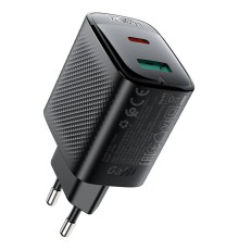 Мережевий зарядний пристрій ACEFAST A106 PD45W GaN (USB-C+USB-A) charger (EU) Black (6974316284031)