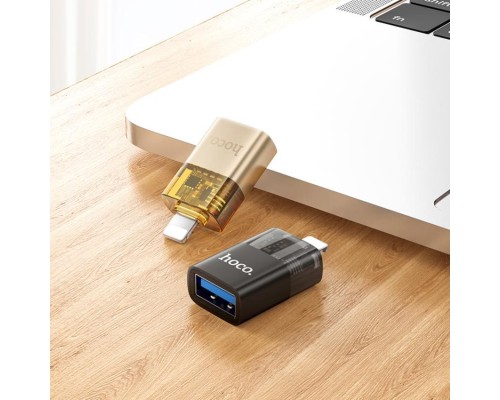Перехідник HOCO UA36 iP male to USB female OTG transparent adapter Black (6942007647151) Перехідник HOCO UA36 iP male to USB female OTG transparent adapter Black (6942007647151)