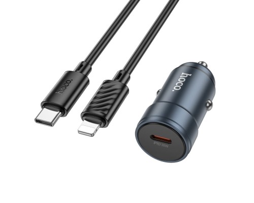 Автомобільний зарядний пристрій HOCO Z57 Glorious single-port PD30W car charger set (C to iP) Metal Gray (6942007633062) Автомобільний зарядний пристрій HOCO Z57 Glorious single-port PD30W car charger set (C to iP) Metal Gray (6942007633062)