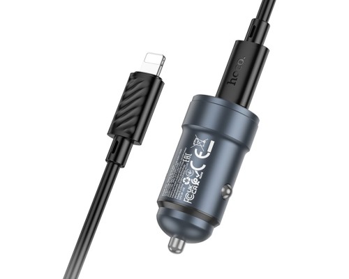 Автомобільний зарядний пристрій HOCO Z57 Glorious single-port PD30W car charger set (C to iP) Metal Gray (6942007633062) Автомобільний зарядний пристрій HOCO Z57 Glorious single-port PD30W car charger set (C to iP) Metal Gray (6942007633062)