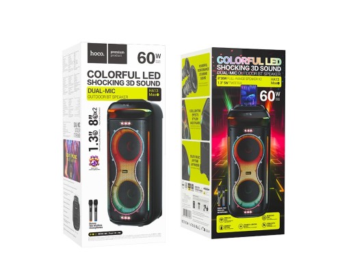 Портативна колонка HOCO HA13 Max Ramon outdoor BT speaker with two wireless microphones Black (6942007643627) Портативна колонка HOCO HA13 Max Ramon outdoor BT speaker with two wireless microphones Black (6942007643627)