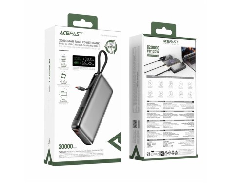 Зовнішній акумулятор ACEFAST M22 PD130W power bank with cable 20000mAh Black (6974316283904) Зовнішній акумулятор ACEFAST M22 PD130W power bank with cable 20000mAh Black (6974316283904)
