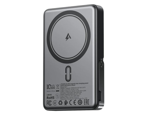 Зовнішній акумулятор ACEFAST M17 PD20W/22.5W magnetic fast charging power bank with built-in stand 10000mAh Black (6974316284000) Зовнішній акумулятор ACEFAST M17 PD20W/22.5W magnetic fast charging power bank with built-in stand 10000mAh Black (6974316284000)